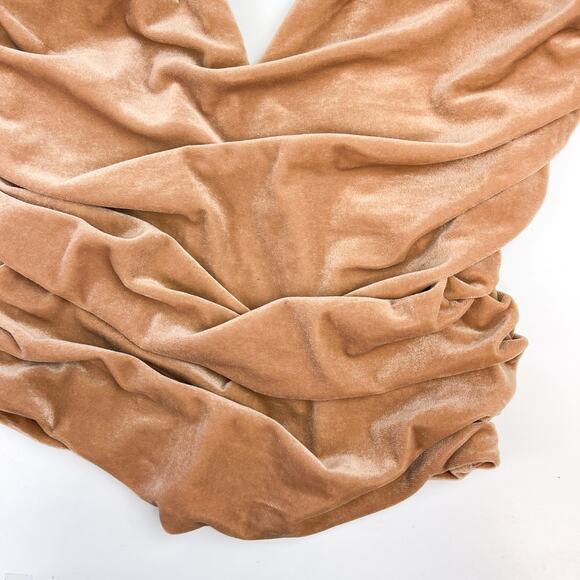 Express Size M Body Contour Velour Strapless Ruched Top Beige Sweetheart Tan - Picture 3 of 9